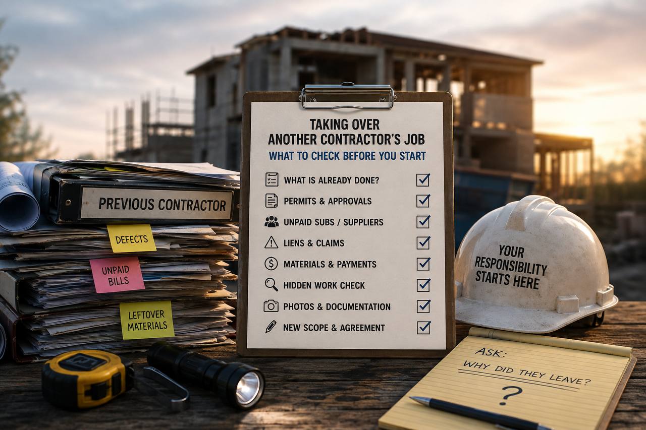 Before You Agree to Finish Another Contractor’s Job: What to Check at Handover